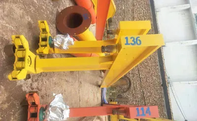 Grúa Giratoria con Pluma Montada en Columna de 2 Toneladas y 5,8 M con Polipasto Eléctrico de Cadena de Baja Altura Venta a México