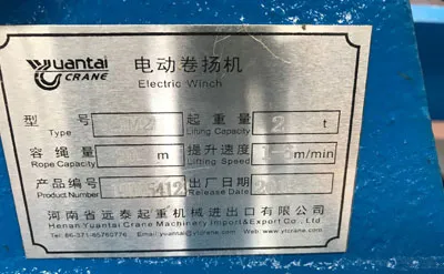 Cabrestante eléctrico de 2 toneladas y 20 M con frecuencia variable Venta a Argentina
