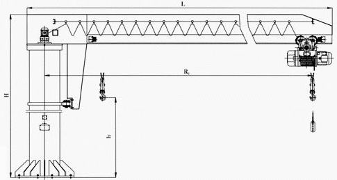 1 ton pillar mounted jib crane design drawing