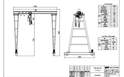 Precio de Grúa Pórtico Móvil Portátil de 1 Tonelada y Ancho Total 12M Venta a Columbia