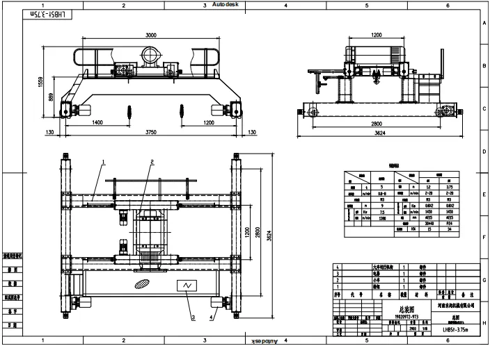 Drawing of 5 ton explosion-proof double girder overhead crane