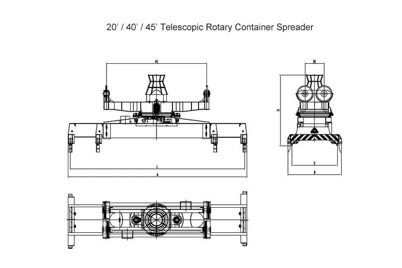 Esparcidor de contenedores giratorio telescópico