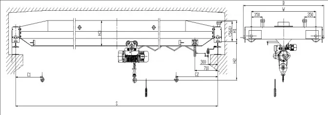 Dibujo General de Puente Grúa Monorriel