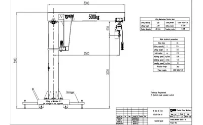Precio de Grúa Pluma Giratoria Móvil con Polipasto Eléctrico de Cadena de 500 kg, 2.5M y H-3M Venta a México