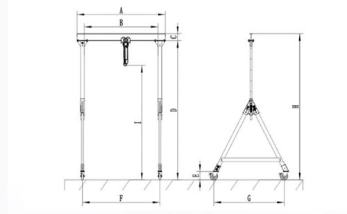 Portable Aluminum Gantry Crane Design Drawing