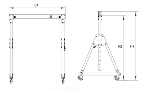 Grúa Pórtico Portátil de Aluminio de Altura Ajustable de 5 Toneladas con Polipasto Manual de Cadena a México