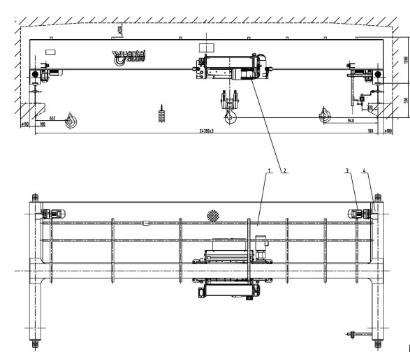 5t single girder overhead crane drawing