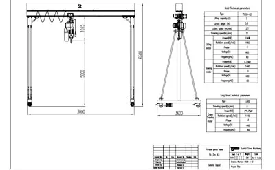 Precio de Grúa Pórtico Móvil Portátil de 5 Toneladas 3m y H-5m con Polipasto Eléctrico de Cadena Venta a Colombia