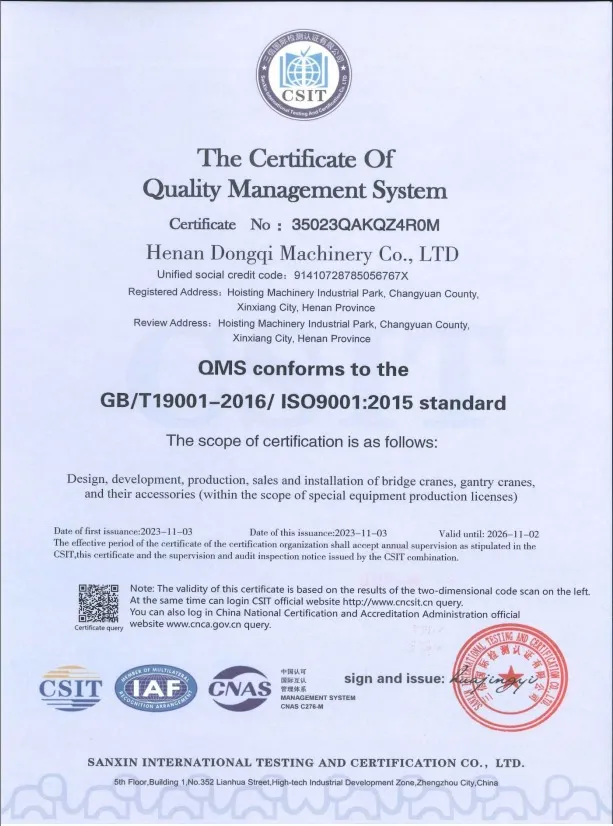 Certificados de grúa Pluma Giratoria