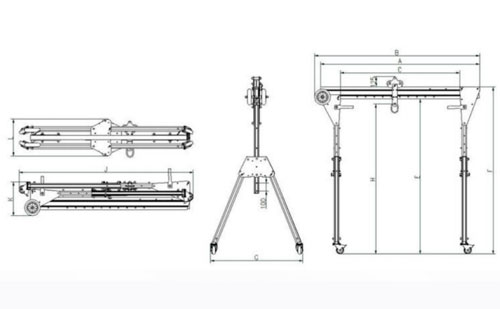 Aluminum alloy Folding Portable Gantry Crane Design Drawing