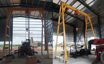 Grúa Pórtico Móvil Portátil de 10 Toneladas 6M y H-8M con Polipasto Eléctrico de Cadena Venta a Chile