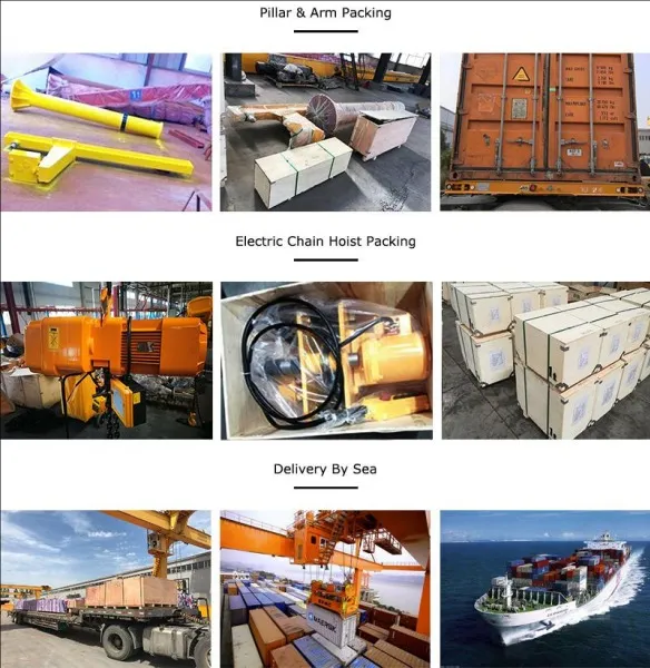 Envío de grúa Pluma Giratoria de 1 tonelada con polipasto eléctrico de cadena