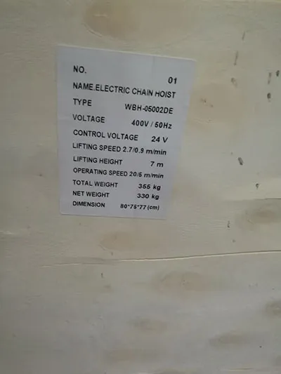 Embalaje del polipasto eléctrico de cadena de 5 toneladas con altura libre reducida