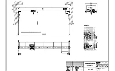 Specifications and Configurations of 5 Ton-9.5m and H-5m European Type Overhead Crane for Sale to Canada