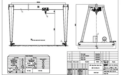 Grúa Pórtico Monorriel de tipo Europeo de 5 Toneladas 8.55M y H-5.85M Venta a México