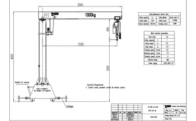Precio de Grúa Pluma Giratoria Móvil con Polipasto Eléctrico de Cadena de 1 Tonelada, 2.5M y H-3M Venta a República Dominicana