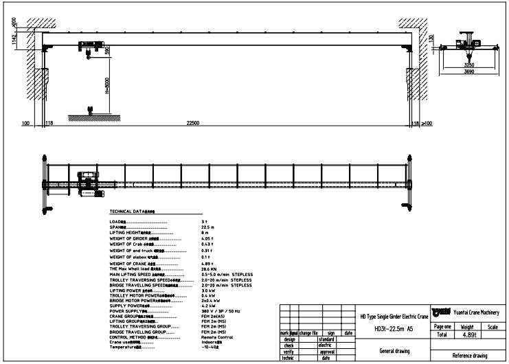 3 ton Overhead Crane design drawing