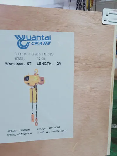 Polipasto Eléctrico de Cadena Fijo de 5 Toneladas